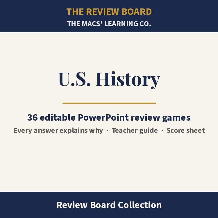U.S. History Review Board Collection | 36 Editable PowerPoint Review Games cover