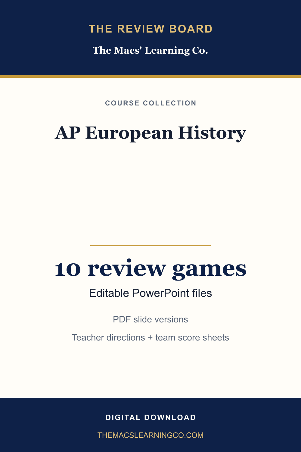 AP European History Review Board Collection | 10 Editable PowerPoint Review Games cover