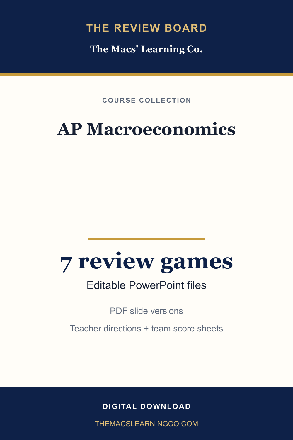 AP Macroeconomics Review Board Collection | 7 Editable PowerPoint Review Games cover