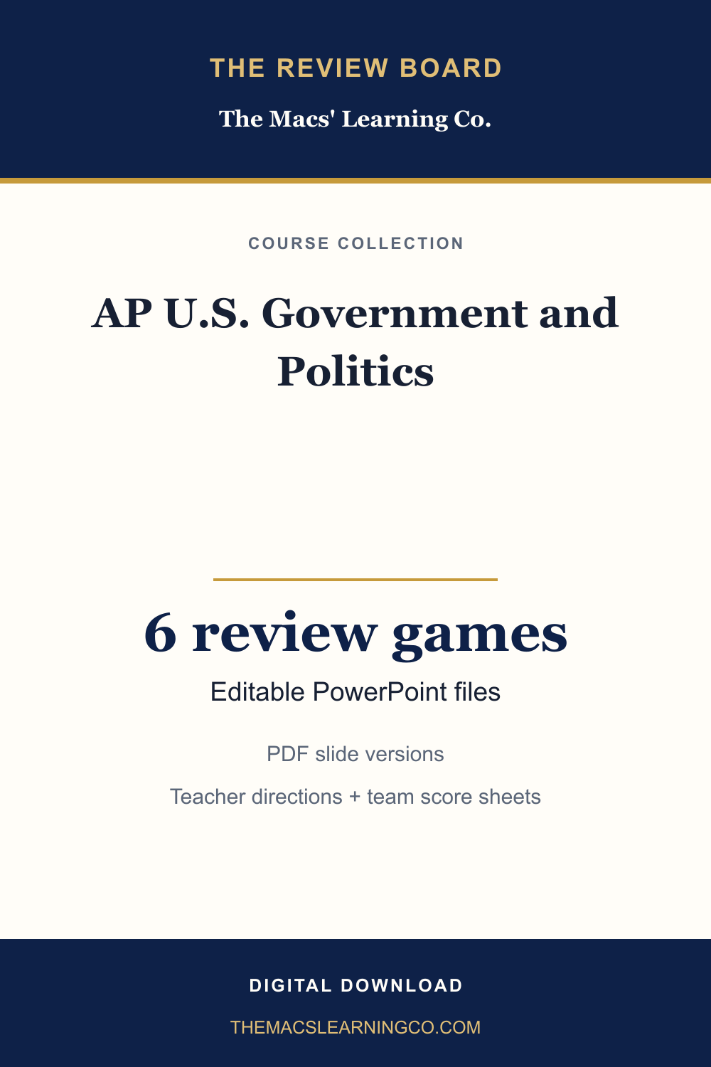 AP U.S. Government and Politics Review Board Collection | 6 Editable PowerPoint Review Games cover