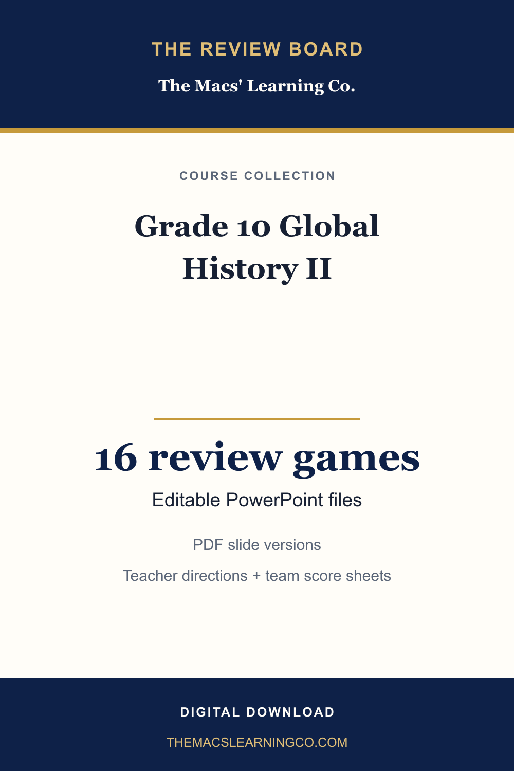 Grade 10 Global History II Review Board Collection | 16 Editable PowerPoint Review Games cover