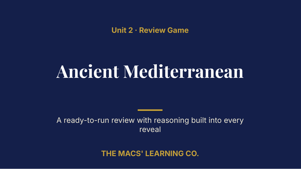 AP Art History Unit 2: Ancient Mediterranean Review | Editable PowerPoint: original title sample, PDF page 1.