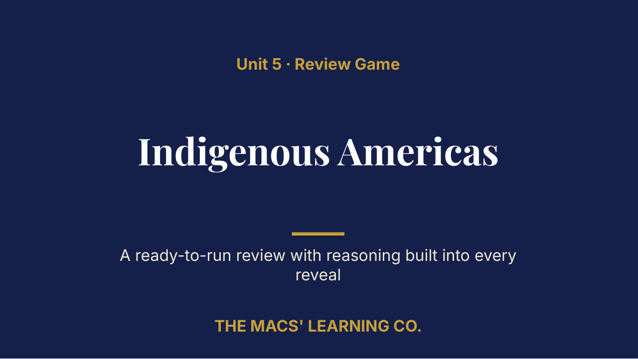 AP Art History Unit 5: Indigenous Americas Review | Editable PowerPoint: original title sample, PDF page 1.