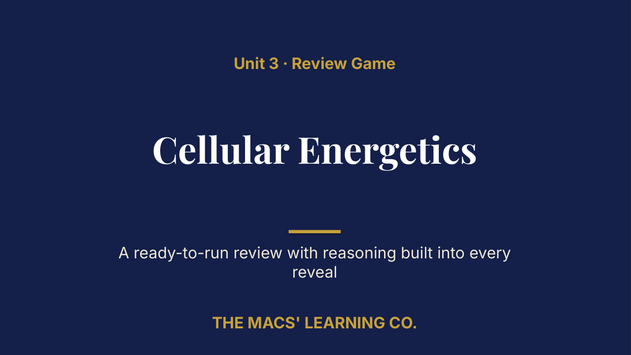 AP Biology Unit 3: Cellular Energetics Review | Editable PowerPoint: original title sample, PDF page 1.