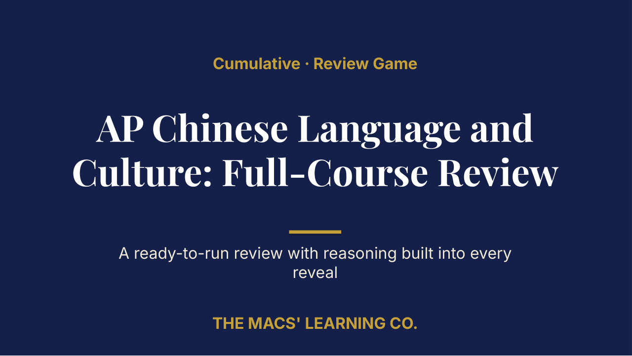 AP Chinese Language and Culture Cumulative Review | Editable PowerPoint: original title sample, PDF page 1.