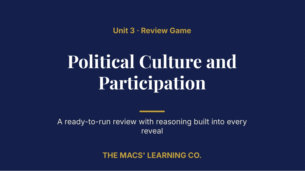 AP Comparative Government and Politics Unit 3 Review | Editable PowerPoint: original title sample, PDF page 1.