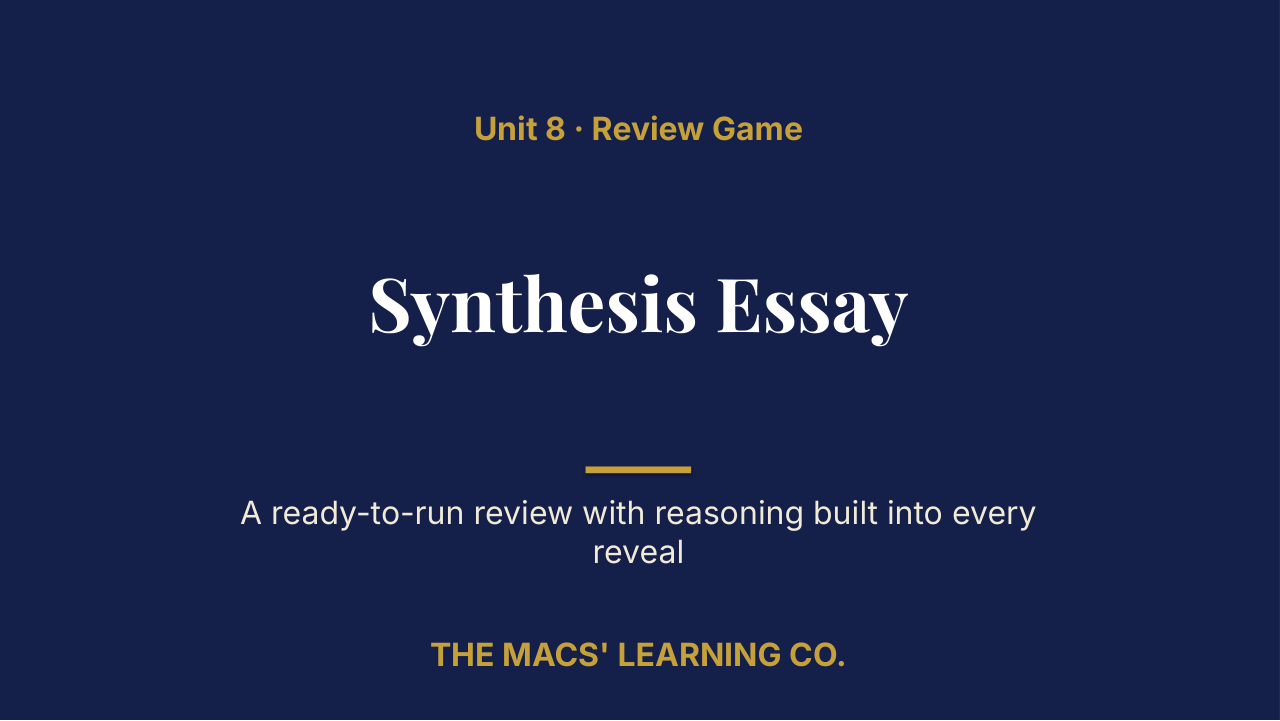 AP English Language and Composition Unit 8 Review | Editable PowerPoint: original title sample, PDF page 1.