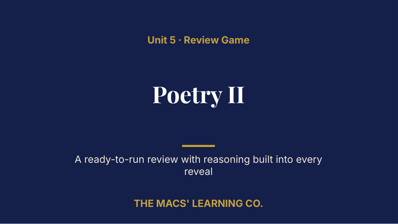 AP English Literature and Composition Unit 5 Review | Editable PowerPoint: original title sample, PDF page 1.