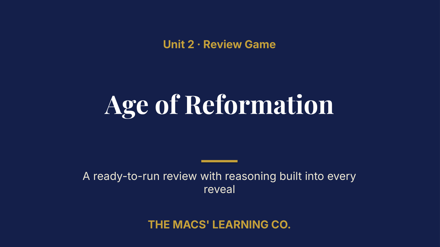 AP European History Unit 2: Age of Reformation Review | Editable PowerPoint: original title sample, PDF page 1.