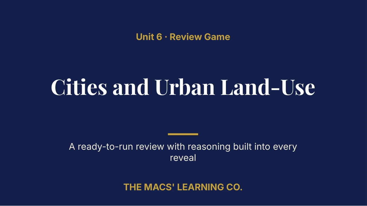 AP Human Geography Unit 6 Review | Editable PowerPoint: original title sample, PDF page 1.