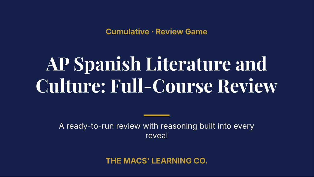 AP Spanish Literature and Culture Cumulative Review | Editable PowerPoint: original title sample, PDF page 1.