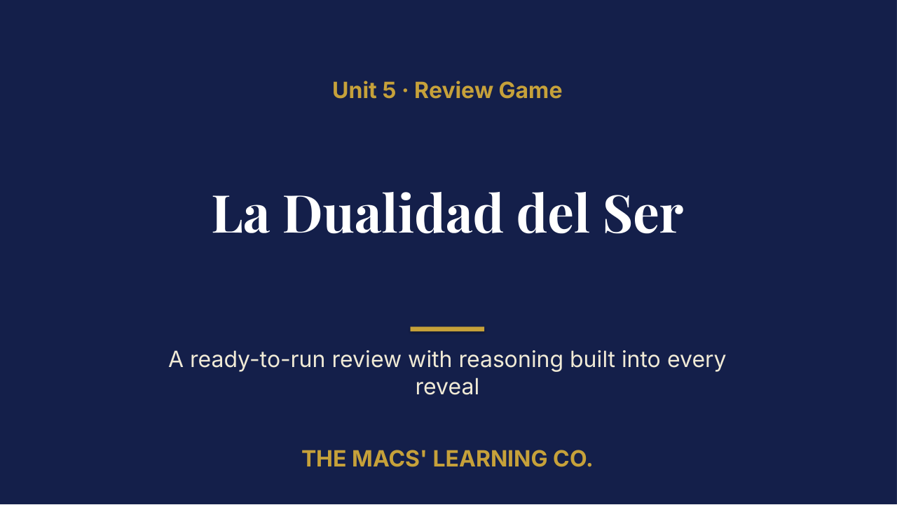 AP Spanish Literature and Culture Unit 5 Review | Editable PowerPoint: original title sample, PDF page 1.