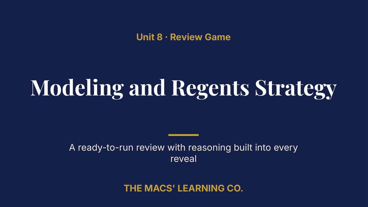 Algebra II Unit 8: Modeling and Regents Strategy Review | Editable PowerPoint: original title sample, PDF page 1.