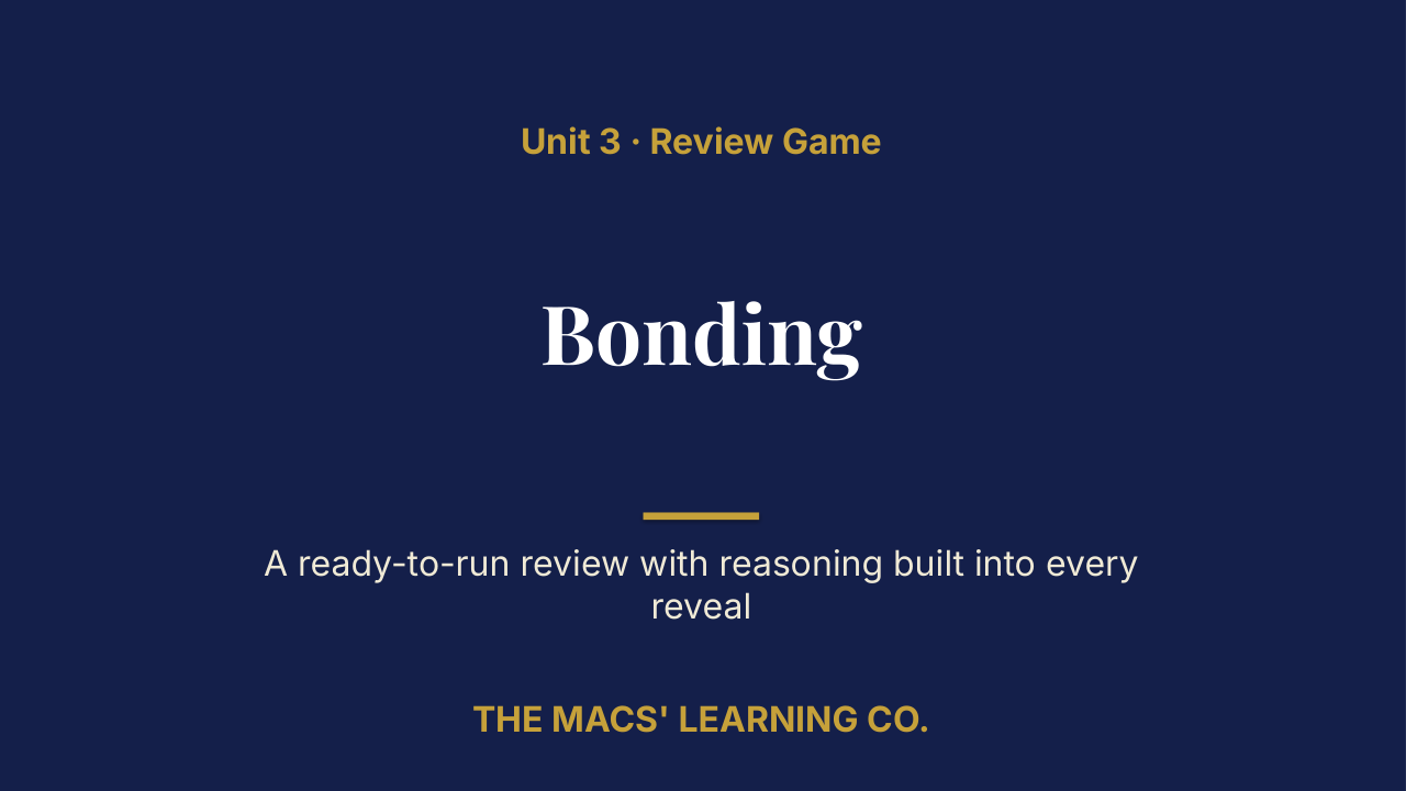 Chemistry Unit 3: Bonding Review | Editable PowerPoint: original title sample, PDF page 1.