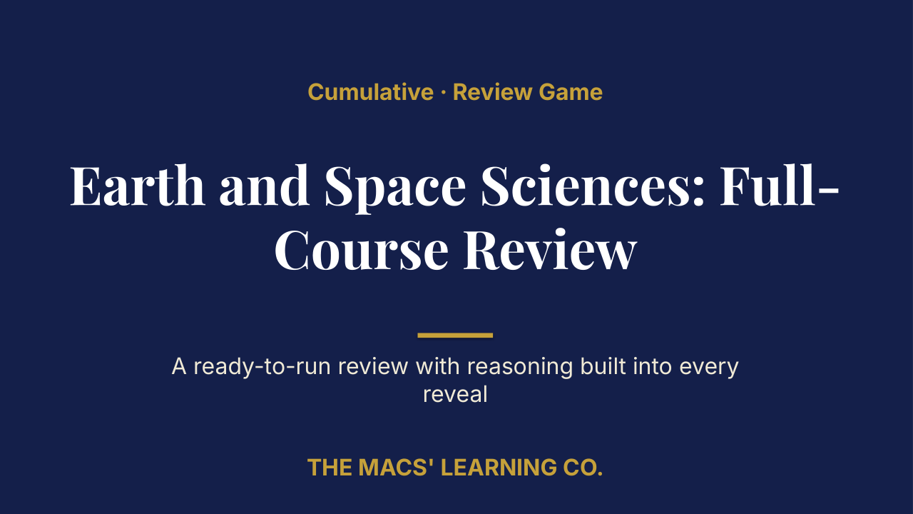 Earth and Space Sciences Cumulative: Full-Course Review | Editable PowerPoint: original title sample, PDF page 1.