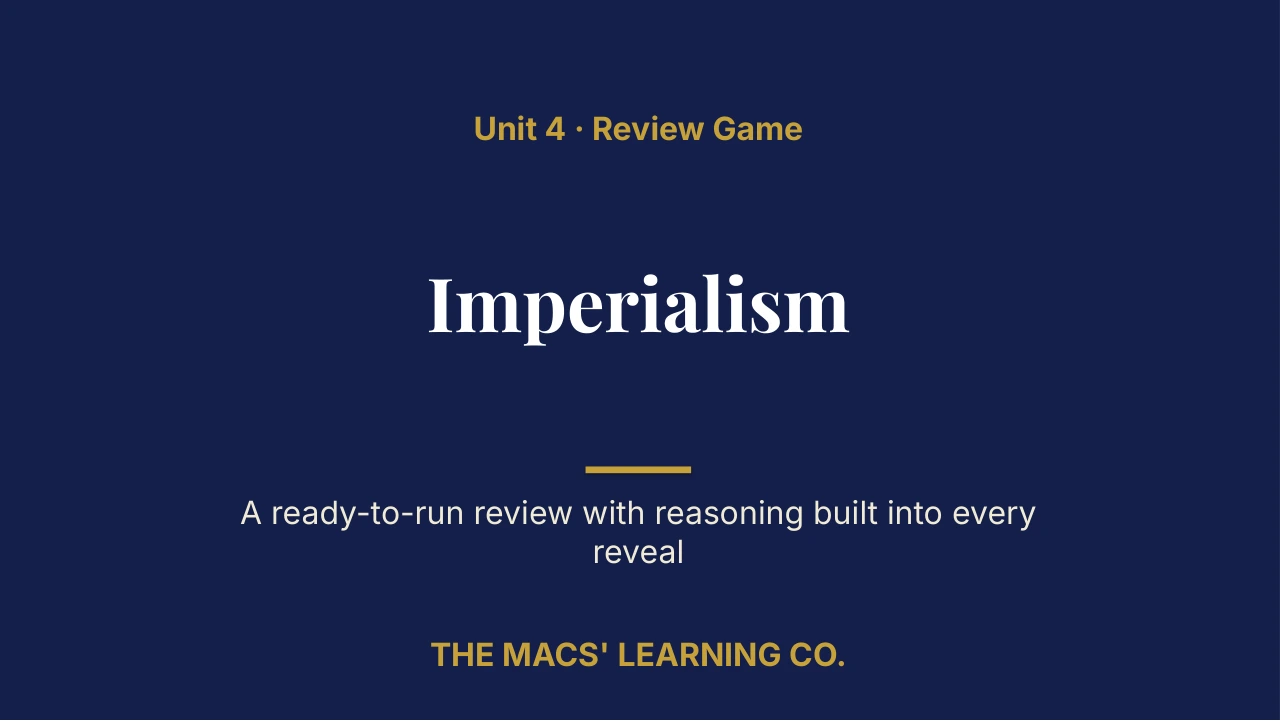 Grade 10 Global History II Unit 4: Imperialism Review | Editable PowerPoint: original title sample, PDF page 1.