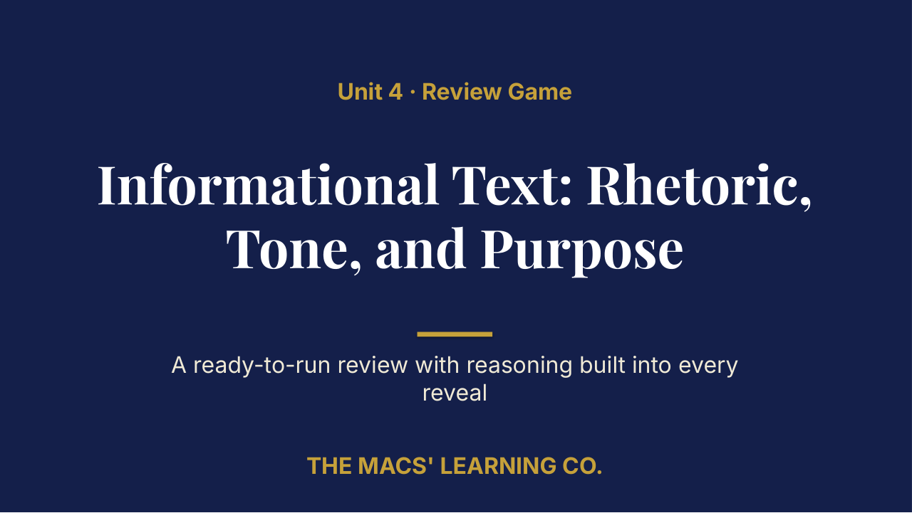 Grade 11 ELA Unit 4 Review | Editable PowerPoint: original title sample, PDF page 1.