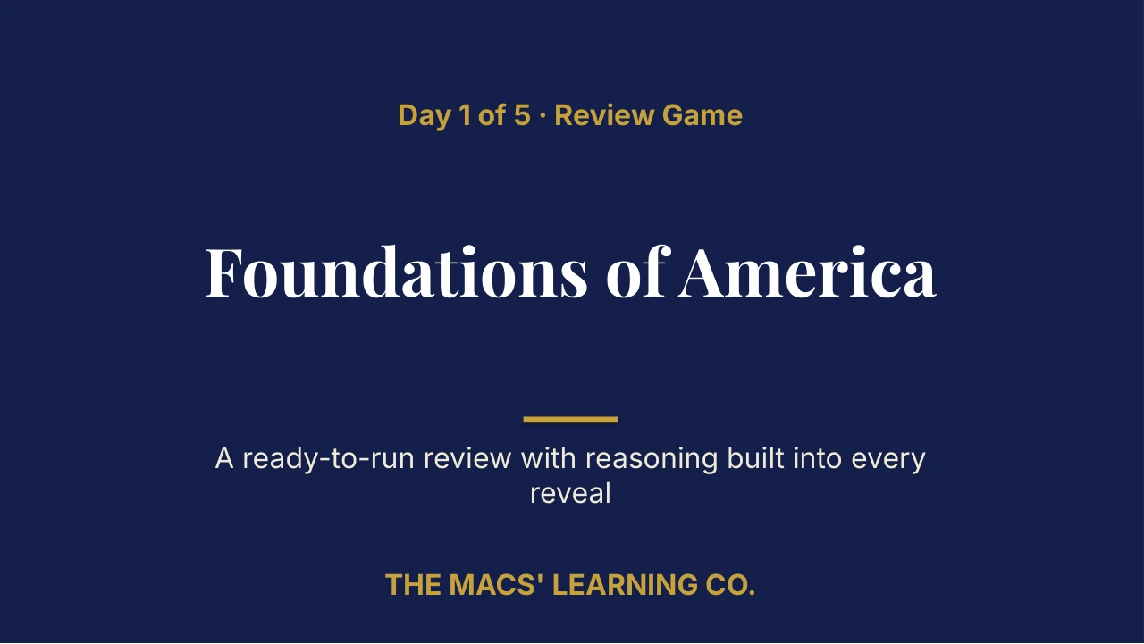 Grade 11 U.S. History Day 1 of 5 Review | Editable PowerPoint: original title sample, PDF page 1.