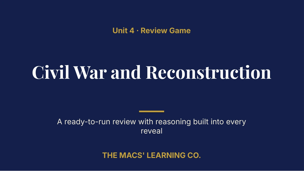 Grade 11 U.S. History Unit 4 Review | Editable PowerPoint: original title sample, PDF page 1.
