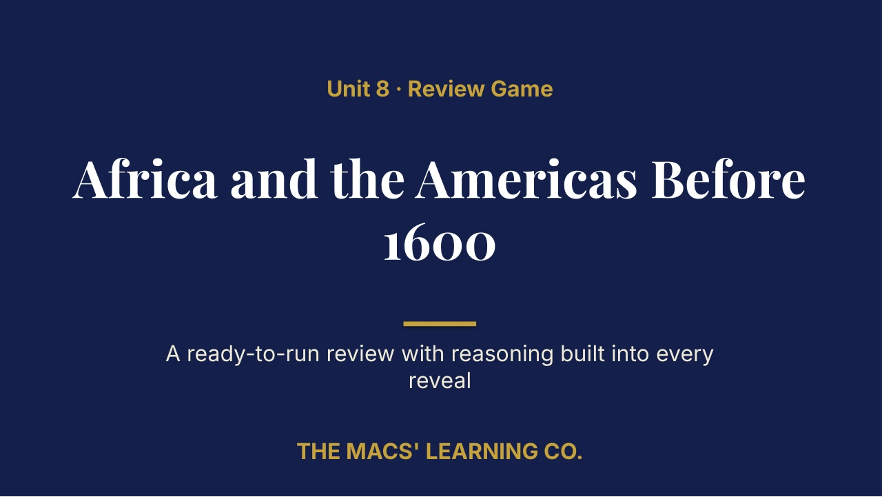 Grade 9 Global History I Unit 8 Review | Editable PowerPoint: original title sample, PDF page 1.