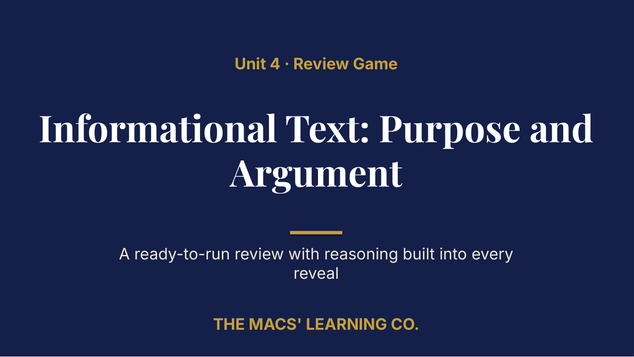 Grade 5 ELA Unit 4 Review | Editable PowerPoint: original title sample, PDF page 1.