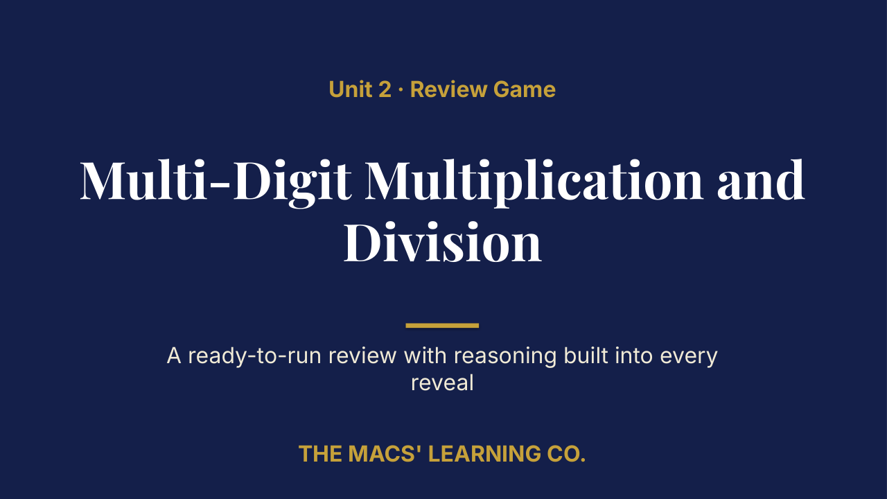 Grade 5 Math Unit 2 Review | Editable PowerPoint: original title sample, PDF page 1.