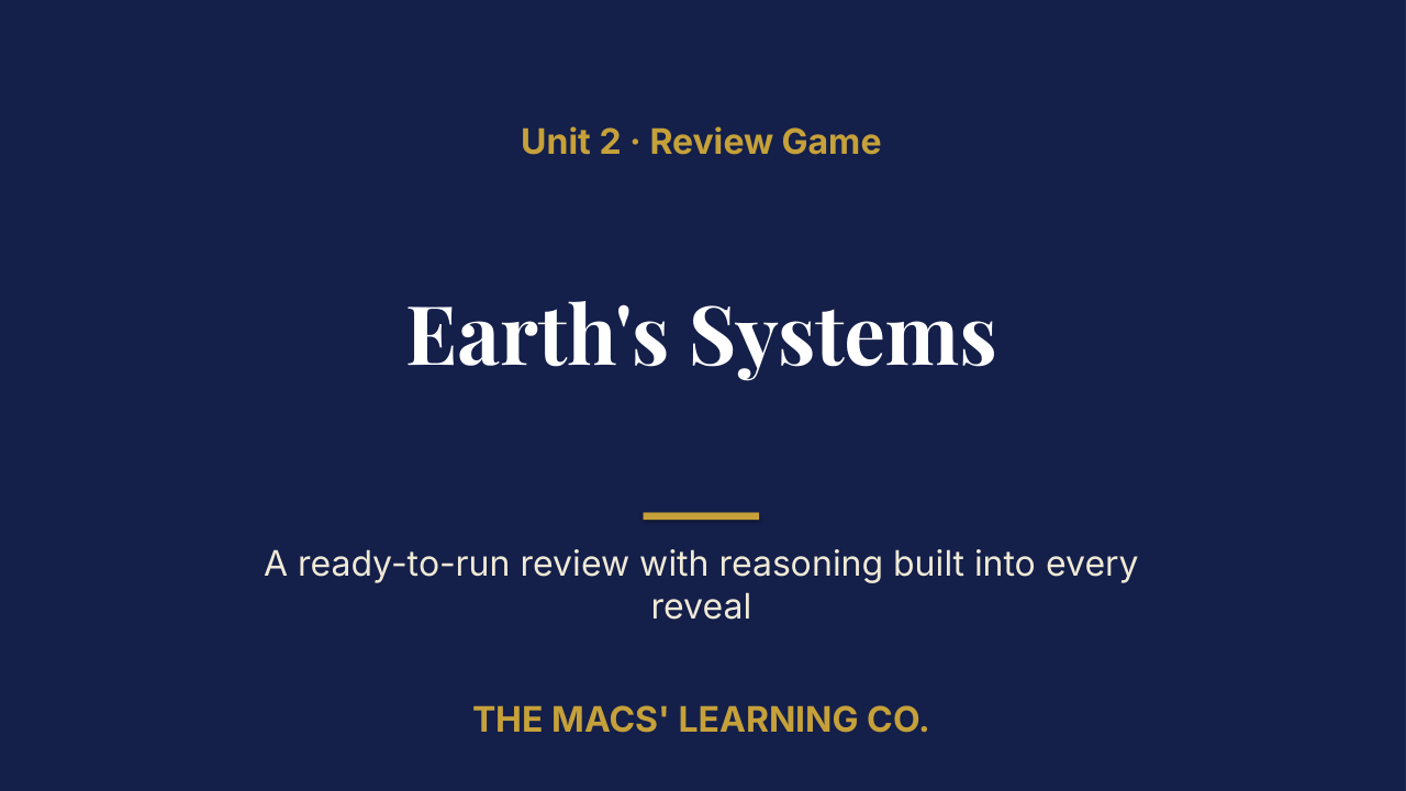 Grade 5 Science Unit 2: Earth's Systems Review | Editable PowerPoint: original title sample, PDF page 1.