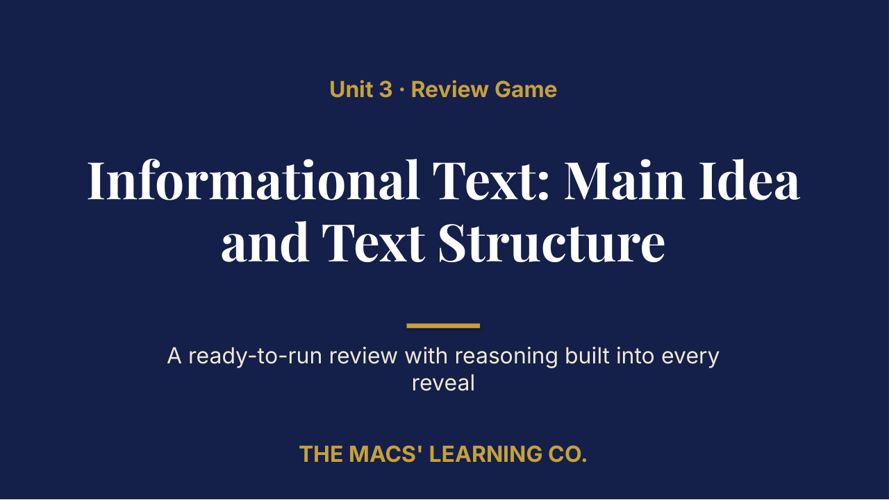 Grade 6 ELA Unit 3 Review | Editable PowerPoint: original title sample, PDF page 1.