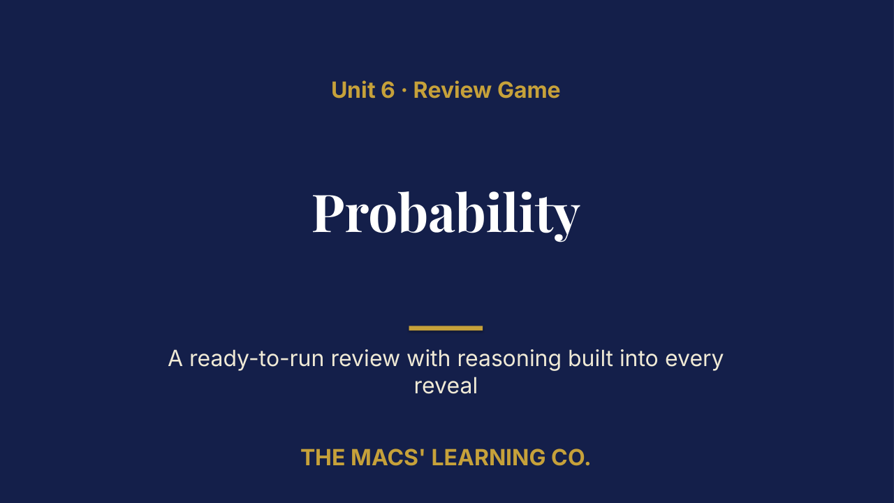 Grade 7 Math Unit 6: Probability Review | Editable PowerPoint: original title sample, PDF page 1.