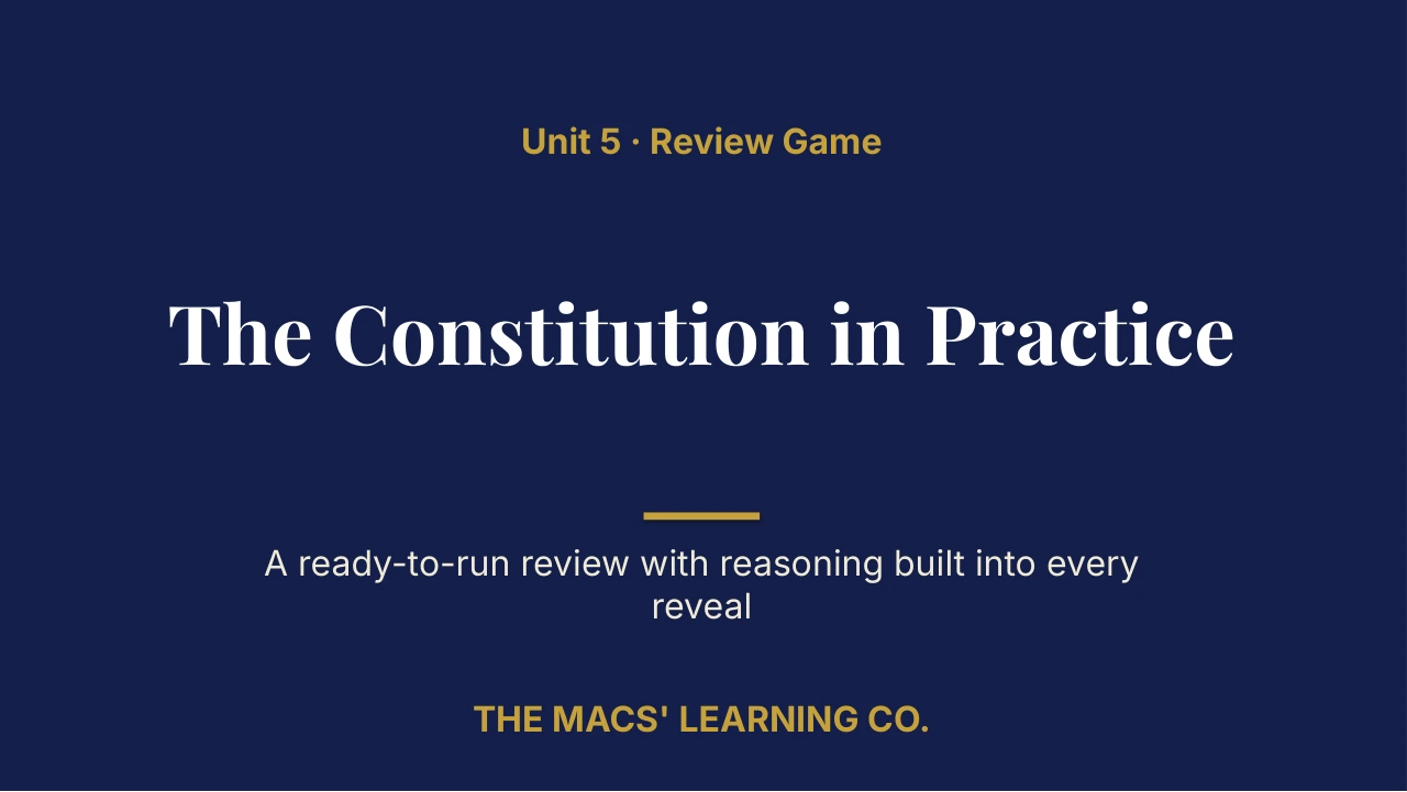 Grade 7 U.S. History I Unit 5 Review | Editable PowerPoint: original title sample, PDF page 1.