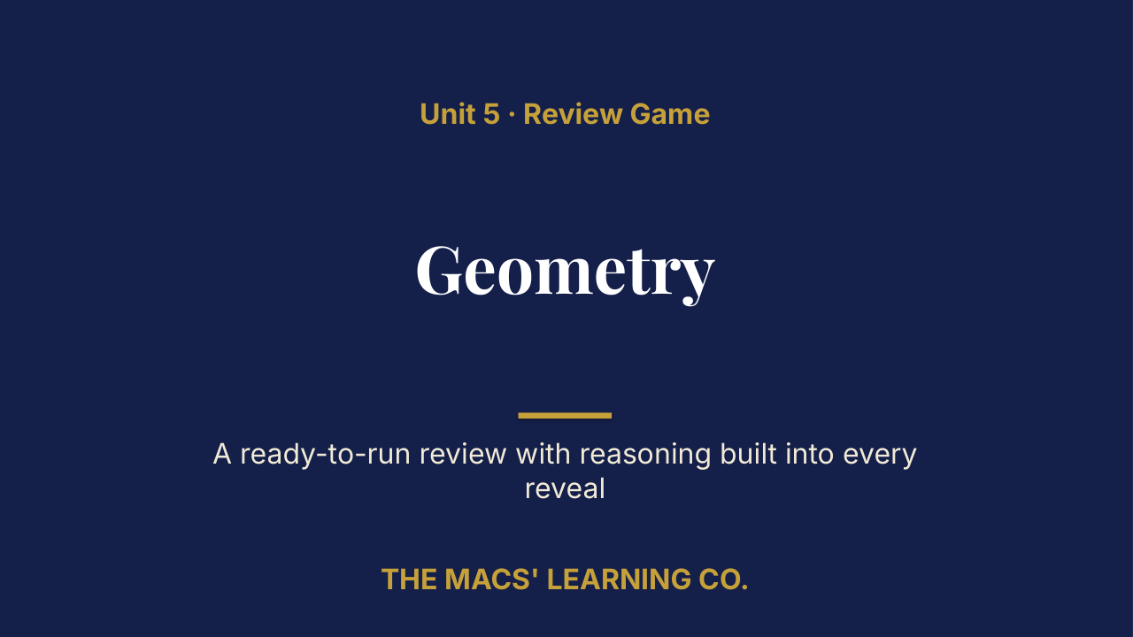 Grade 8 Math Unit 5: Geometry Review | Editable PowerPoint: original title sample, PDF page 1.